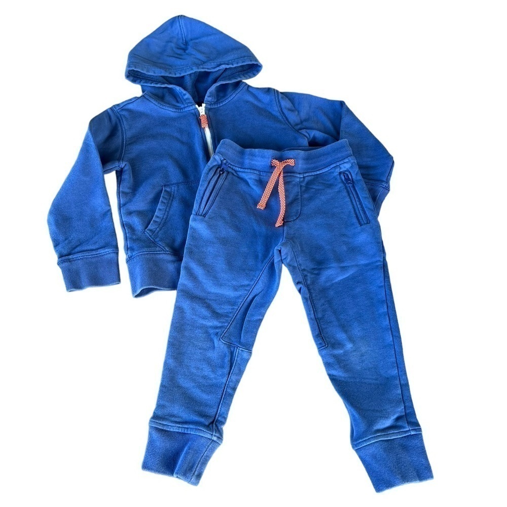 Crewcuts Cotton Terry Zip Front Hoodie‎ Jogger Set Blue Size XS (4-5) GUC